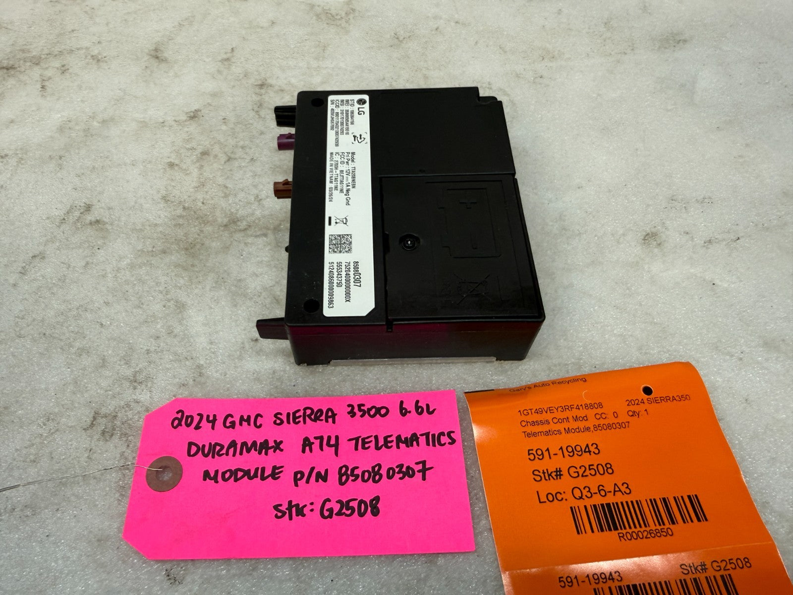 24 25 Chevrolet GMC SIERRA TELEMATICS COMMUNICATION CONTROL MODULE 85080307