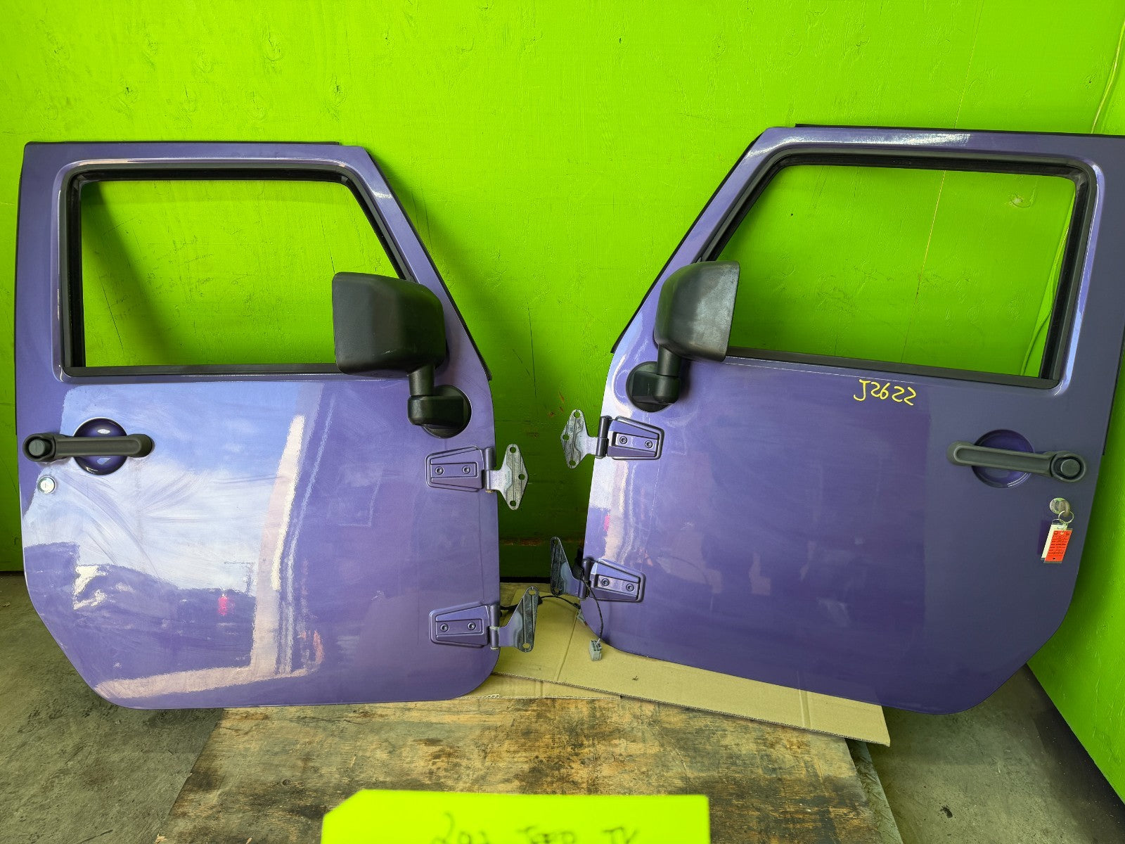 07-18 JEEP WRANGLER JK OEM FULL HARD DOORS PURPLE PHG W/ DOOR PANELS MIRROR KEY