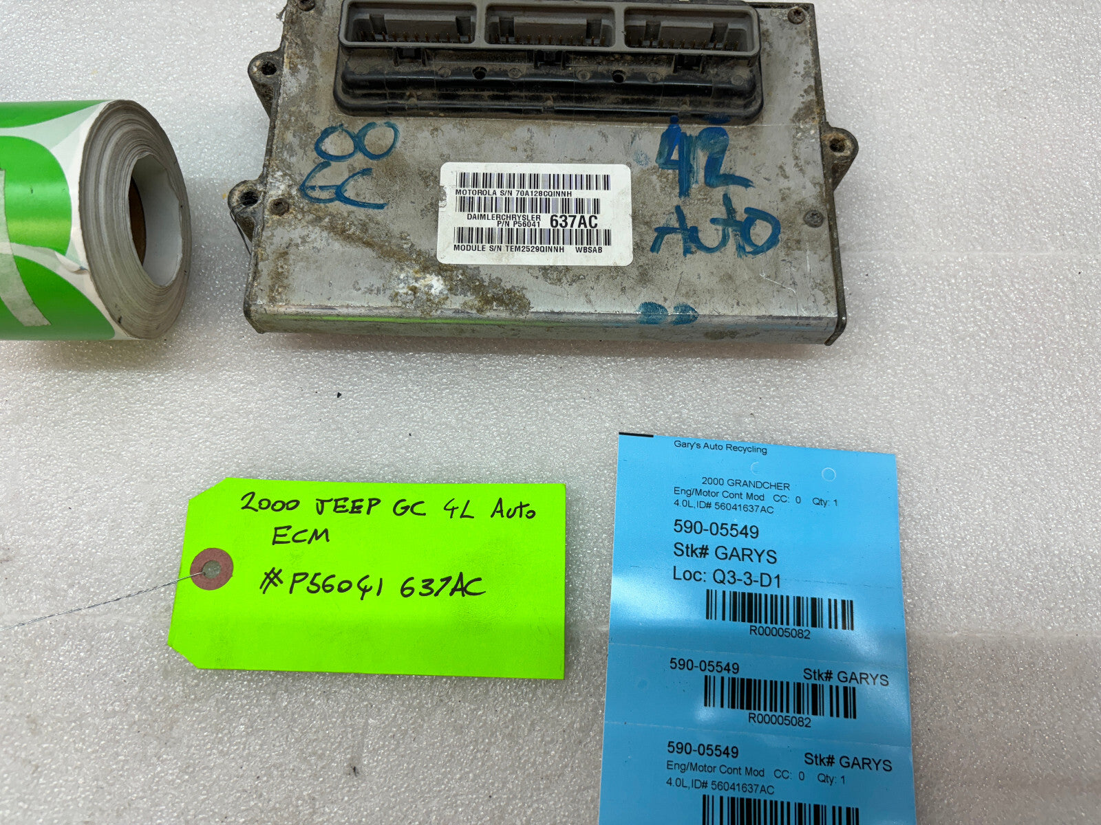 00 JEEP GRAND CHEROKEE 4.0 AUTOMATIC ENGINE COMPUTER ECM ECU P56041637AC