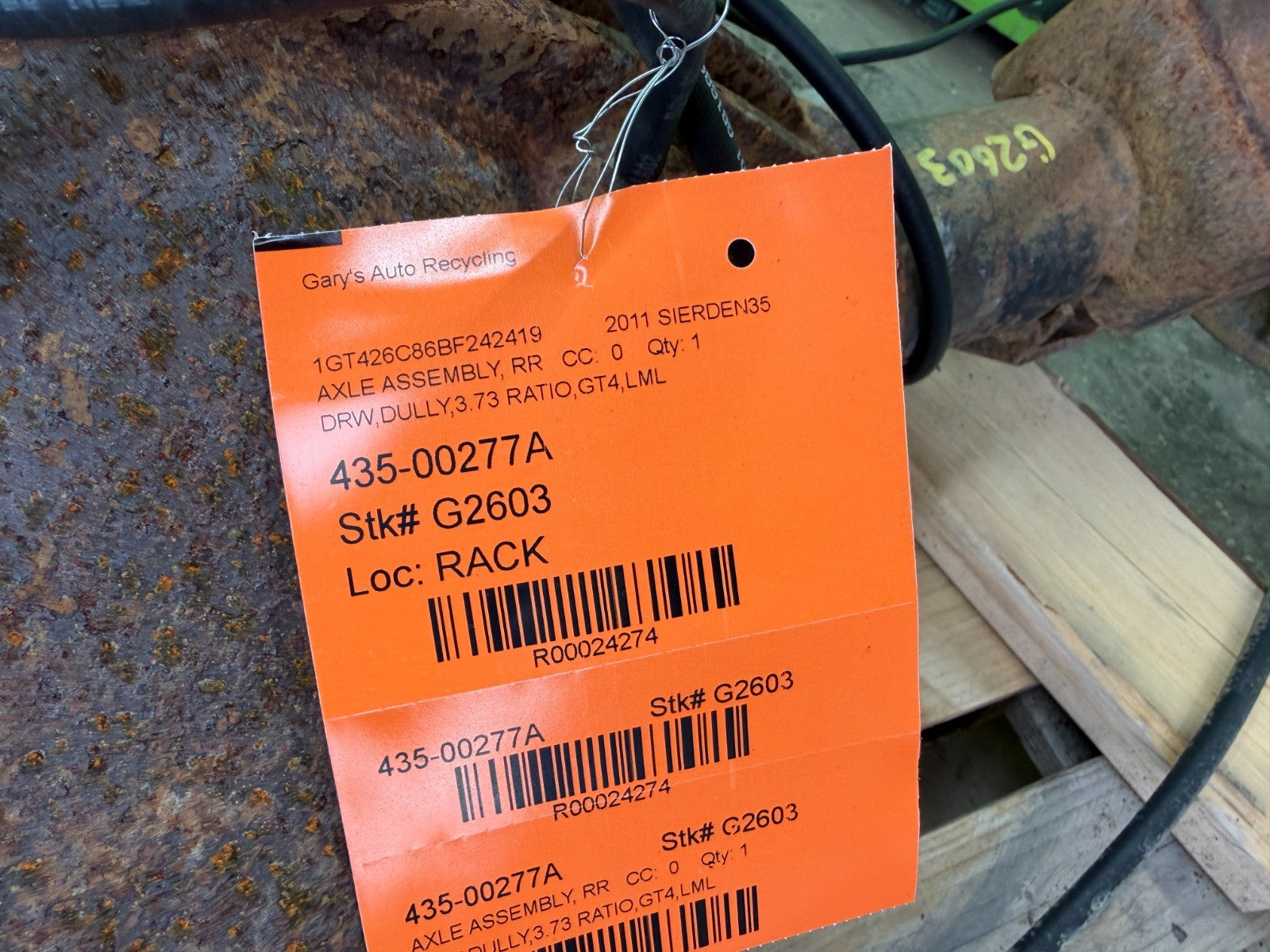 11-14 GMC SIERRA SILVERADO 3500HD DRW REAR DIFFERENTIAL AXLE GT4 G80 3.73