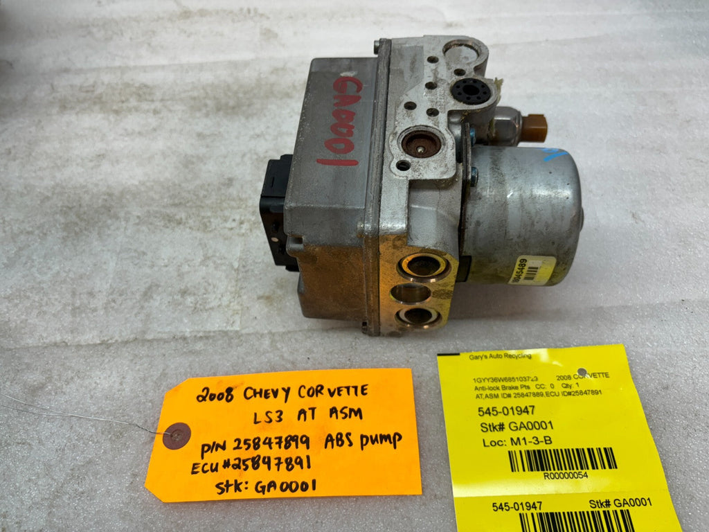 08 CHEVROLET CORVETTE C6 OEM ABS ANTI LOCK BRAKE PUMP MODULE 25847891 24K