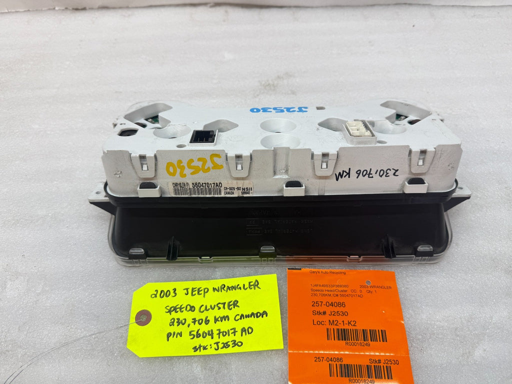 03 JEEP WRANGLER TJ LJ OEM METRIC SPEEDOMETER GAUGE CLUSTER 56047017AD 03-06