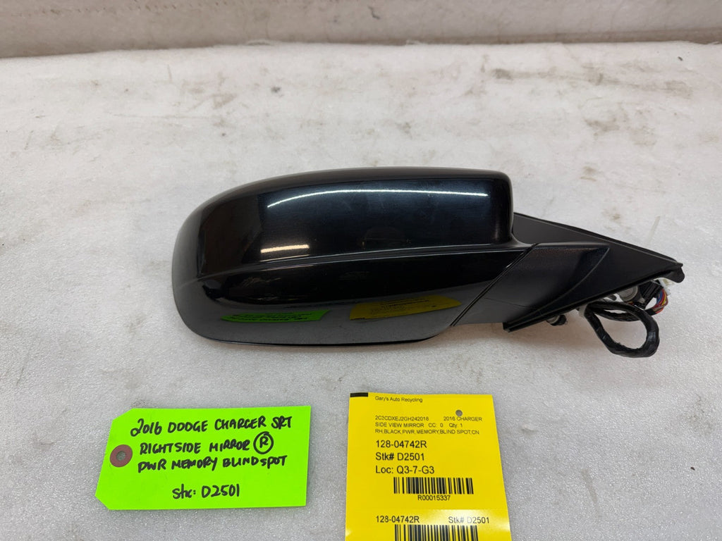 16 DODGE CHALLENGER HELLCAT SRT OEM BLACK RIGHT MIRROR W/ BS MEMORY ETC 12-24