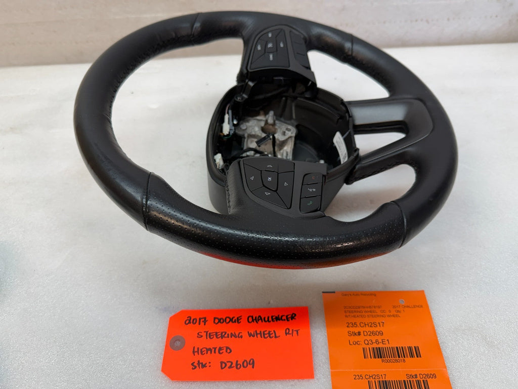 17 DODGE CHALLENGER R/T OEM HEATED BLACK LEATHER STEERING WHEEL MANUAL 15-23
