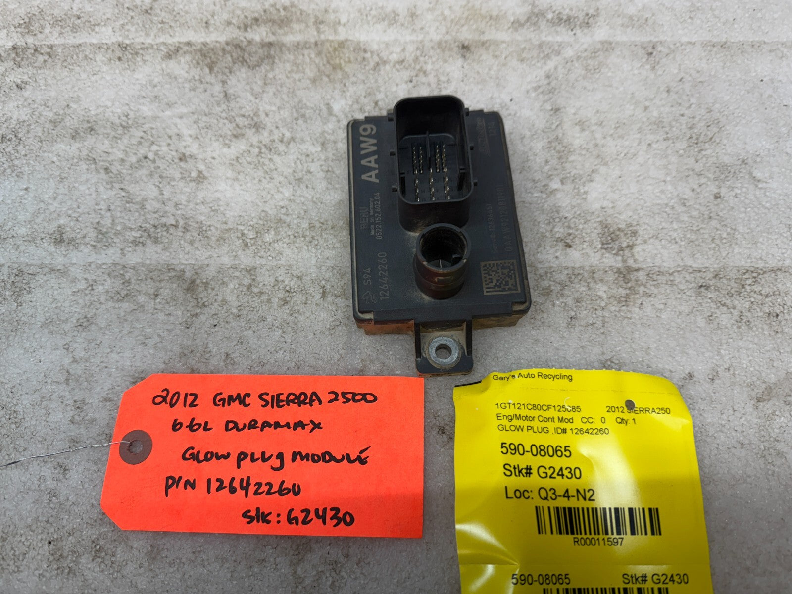 11-14 GMC CHEVROLET SILVERADO 3500HD 6.6 LML OEM GPM GLOW PLUG MODULE 12642260