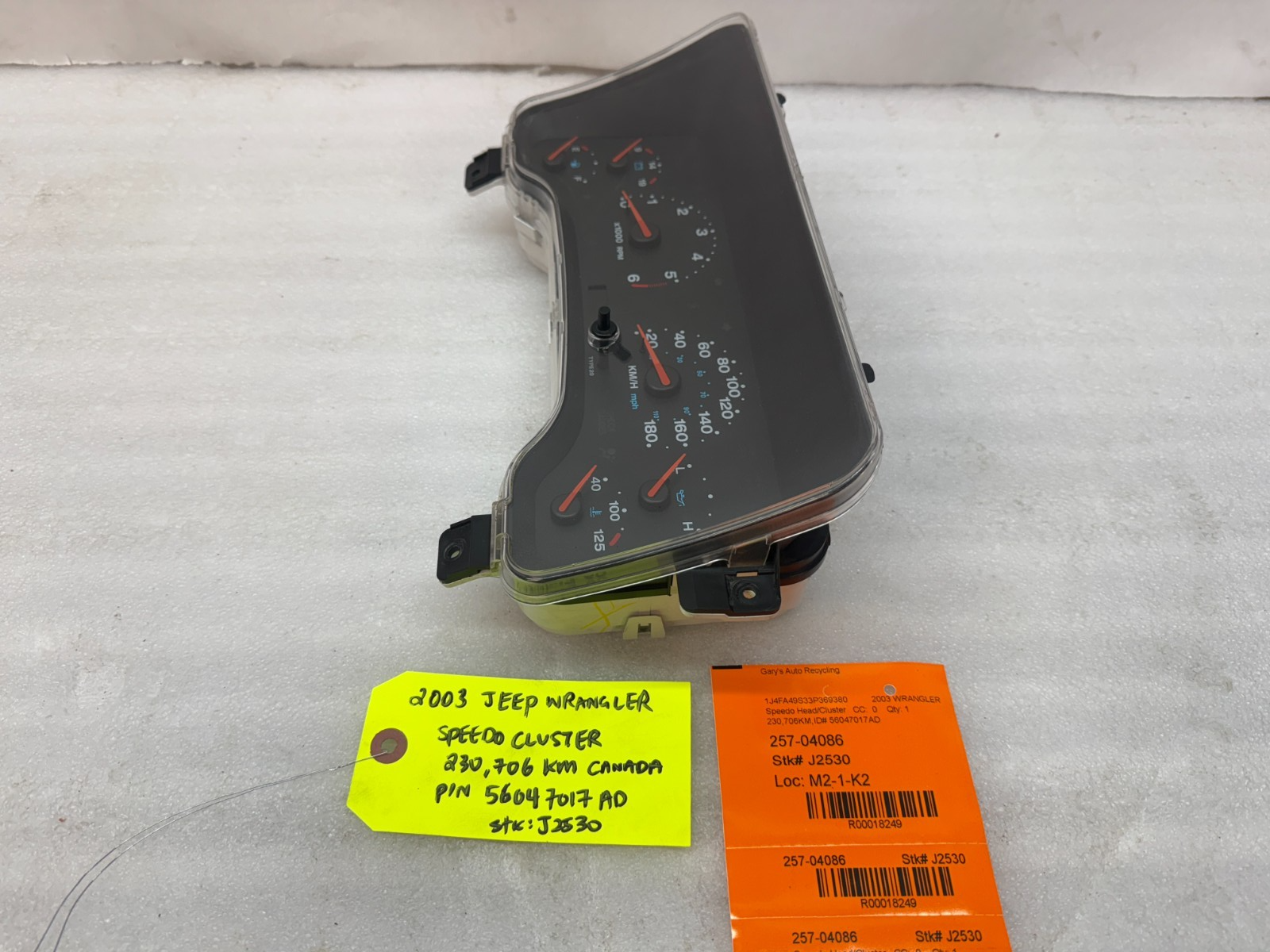 03 JEEP WRANGLER TJ LJ OEM METRIC SPEEDOMETER GAUGE CLUSTER 56047017AD 03-06