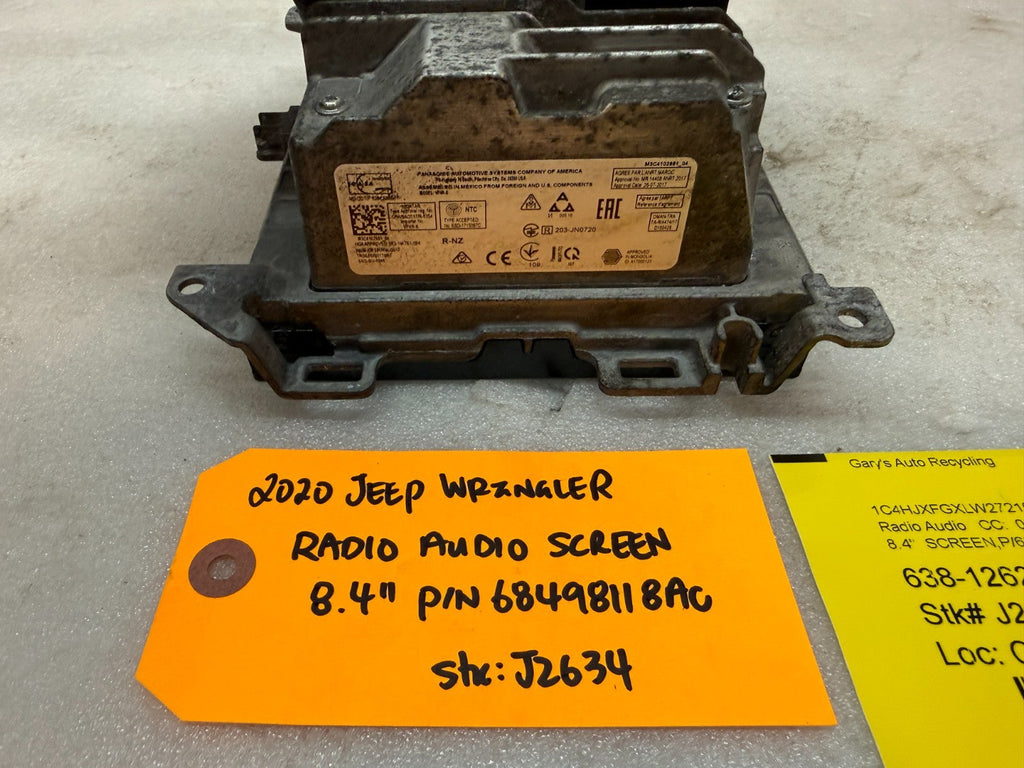20 JEEP WRANGLER JL 8.4" RADIO DISPLAY SCREEN 68498118AC
