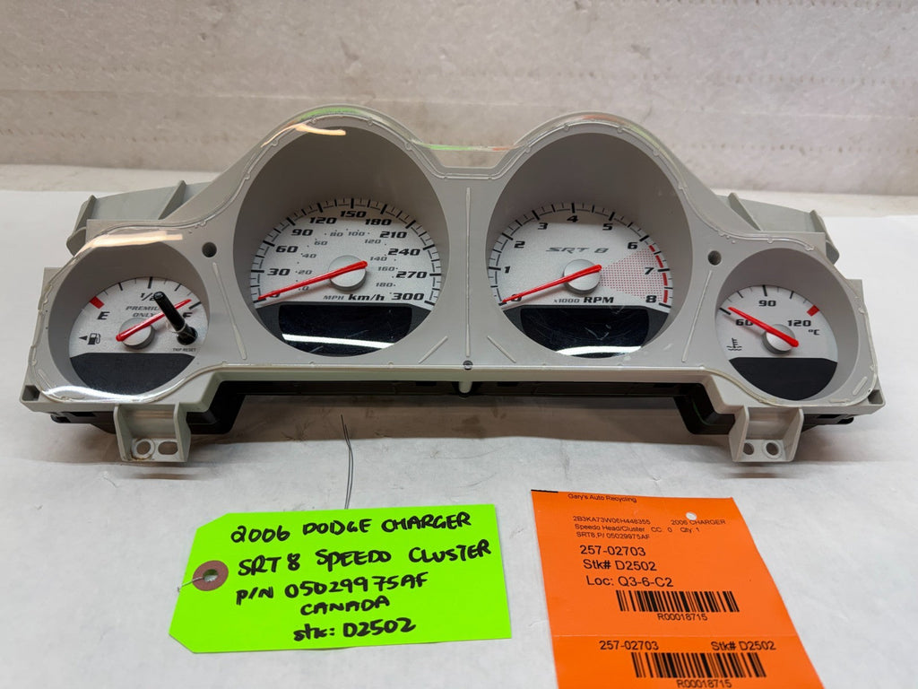 06 07 08 DODGE CHARGER SRT-8 SRT 6.1 OEM METRIC GAUGE CLUSTER P05029975AF