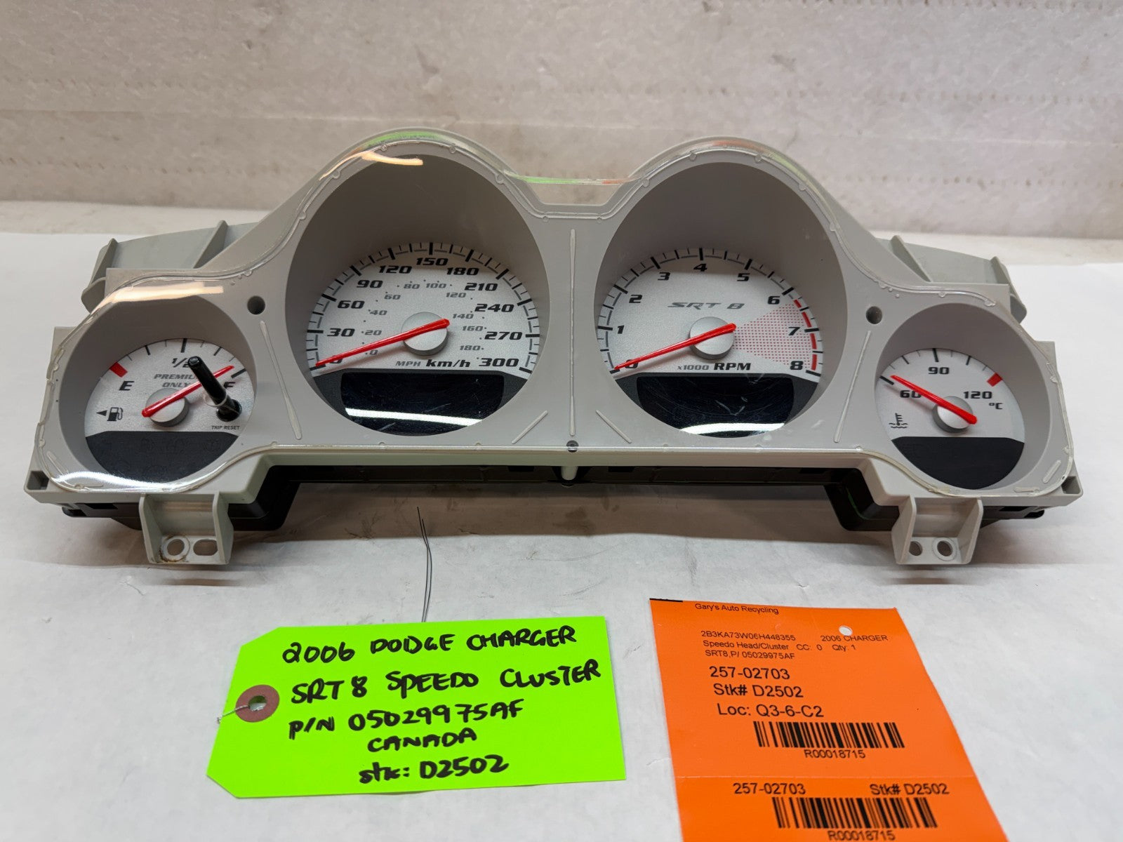 06 07 08 DODGE CHARGER SRT-8 SRT 6.1 OEM METRIC GAUGE CLUSTER P05029975AF