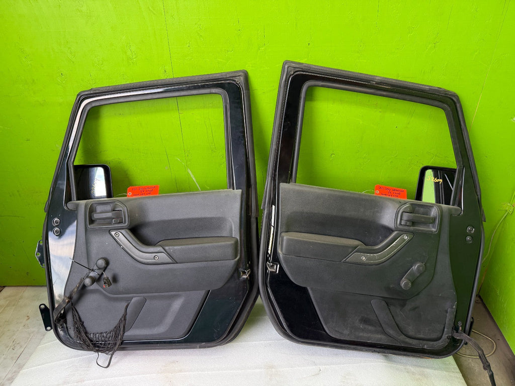 07-18 JEEP WRANGLER JK OEM FULL HARD DOORS BLACK WITH DOOR PANELS MIRROR PX8