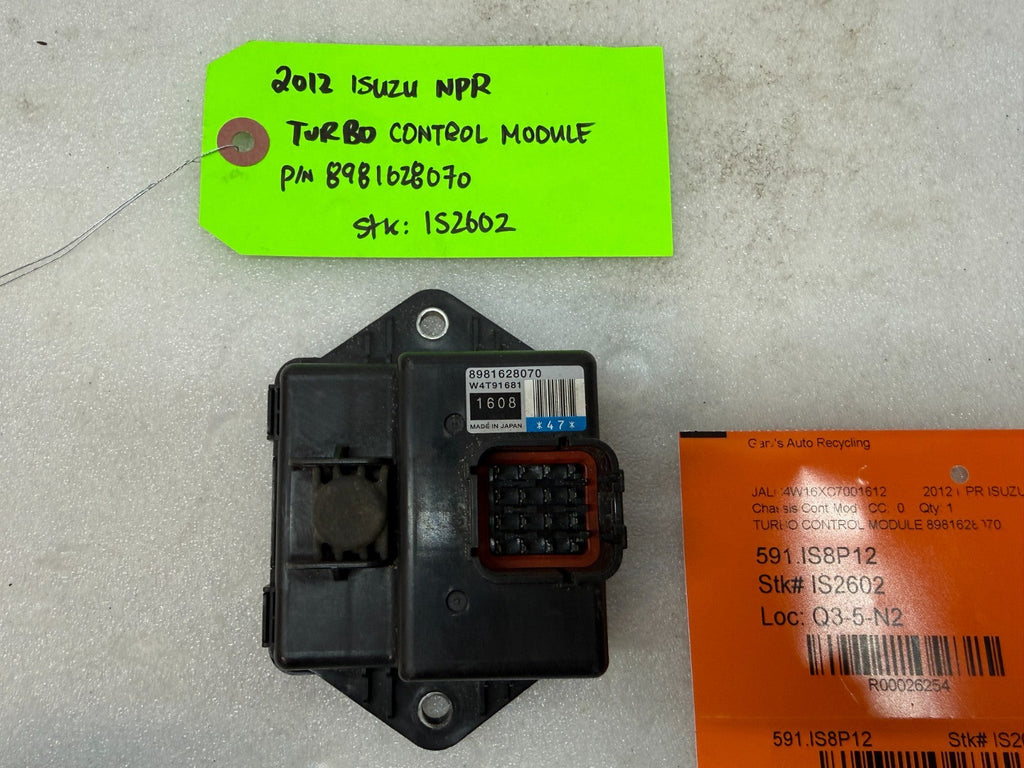 12 ISUZU NRR NPR NQR 5.2 4HK1-TC TURBO CONTROL MODULE 8981628070