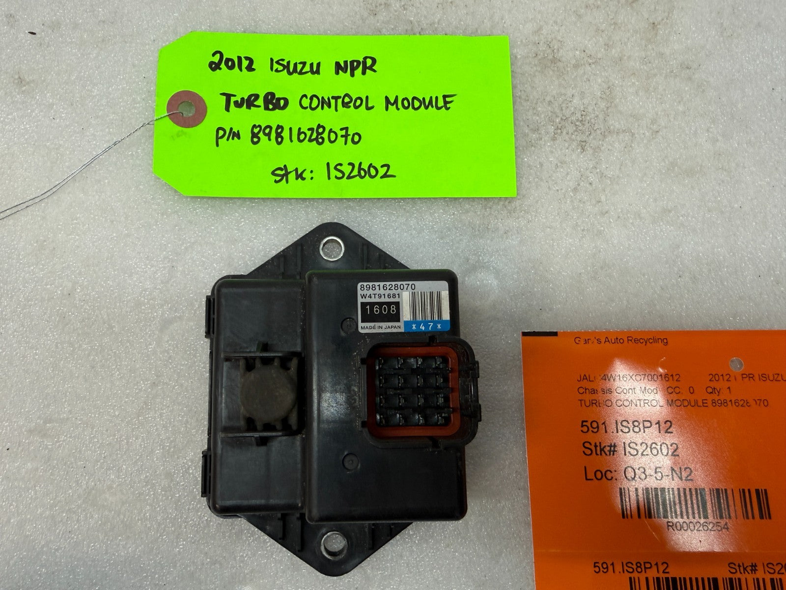 12 ISUZU NRR NPR NQR 5.2 4HK1-TC TURBO CONTROL MODULE 8981628070