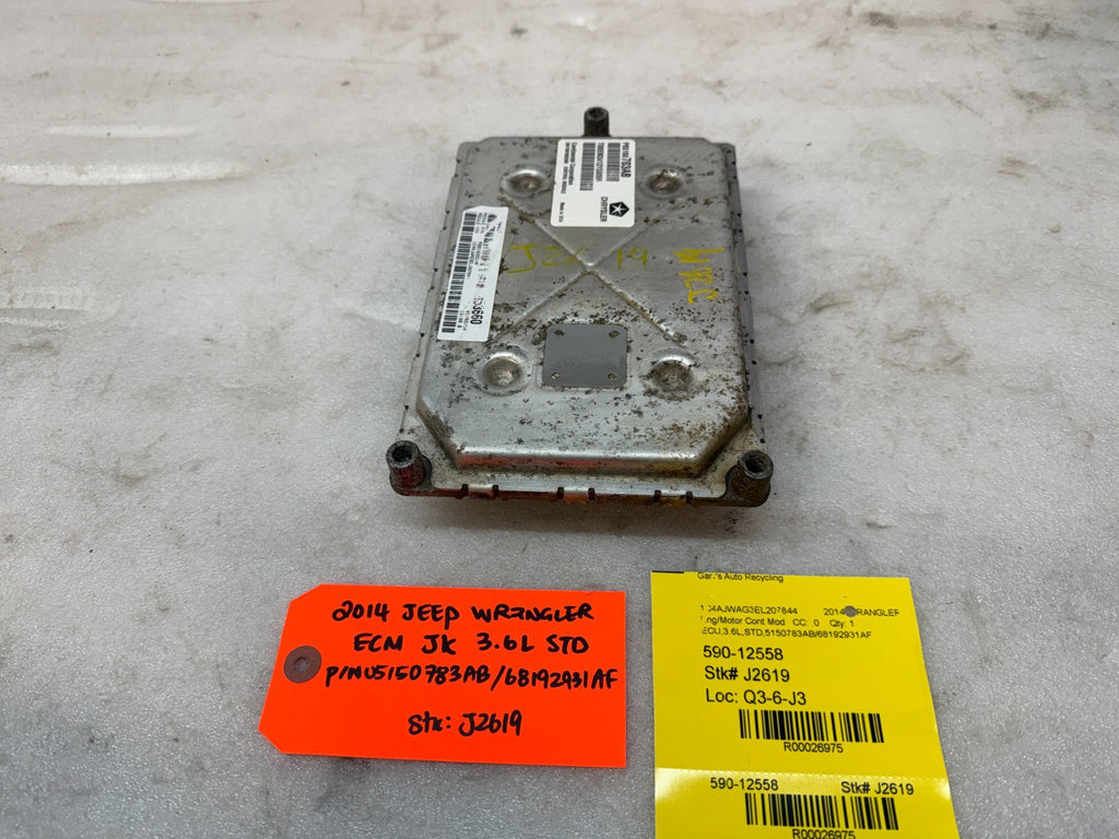 14 JEEP WRANGLER JK 3.6 STANDARD TRANS ENGINE COMPUTER ECM ECU P05150783AB