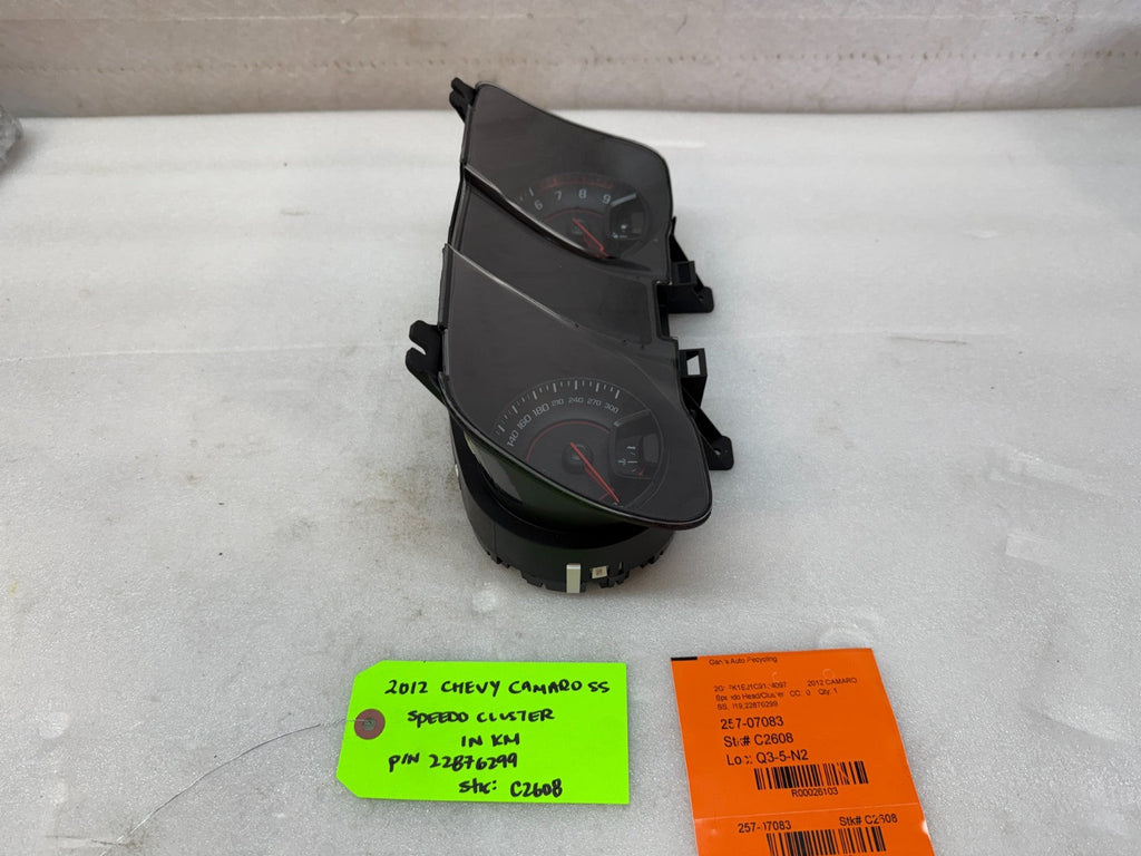 12 CHEVROLET CAMARO SS METRIC SPEEDOMETER GAUGE CLUSTER AUTO 22876299