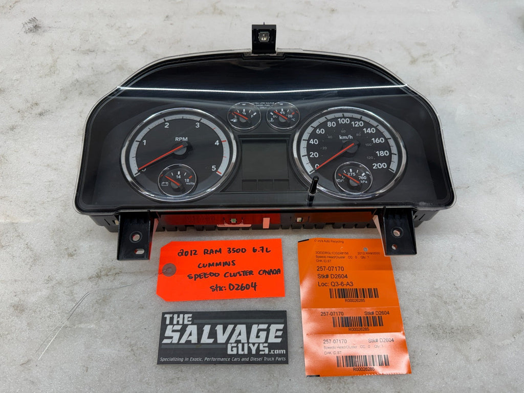 10 11 12 DODGE RAM 2500 3500 6.7 METRIC GAUGE CLUSTER SPEEDO TACH