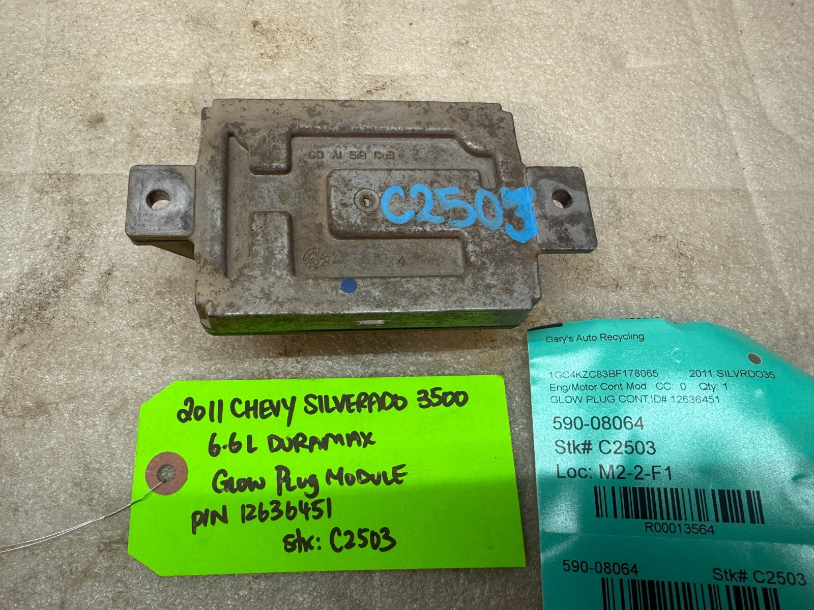 11-14 GMC CHEVROLET SILVERADO 3500HD 6.6 LML OEM GPM GLOW PLUG MODULE 12636451