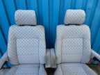 93 VW EUROVAN T4 OEM GREY CLOTH FRONT SEATS ON SWIVEL BASES SWIVEL SEAT