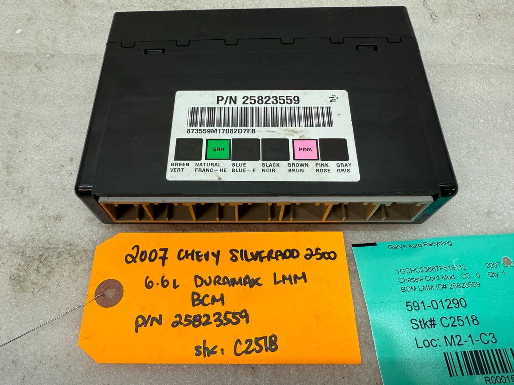 08 09 10 Chevrolet GMC DURAMAX LMM 6.6 BCM BODY CONTROL MODULE 25823559