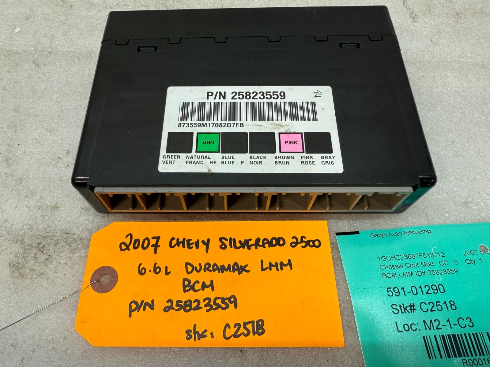 08 09 10 Chevrolet GMC DURAMAX LMM 6.6 BCM BODY CONTROL MODULE 25823559