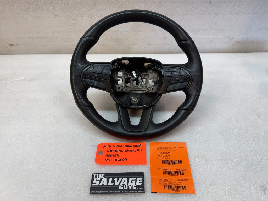 17 DODGE CHALLENGER R/T OEM HEATED BLACK LEATHER STEERING WHEEL MANUAL 15-23