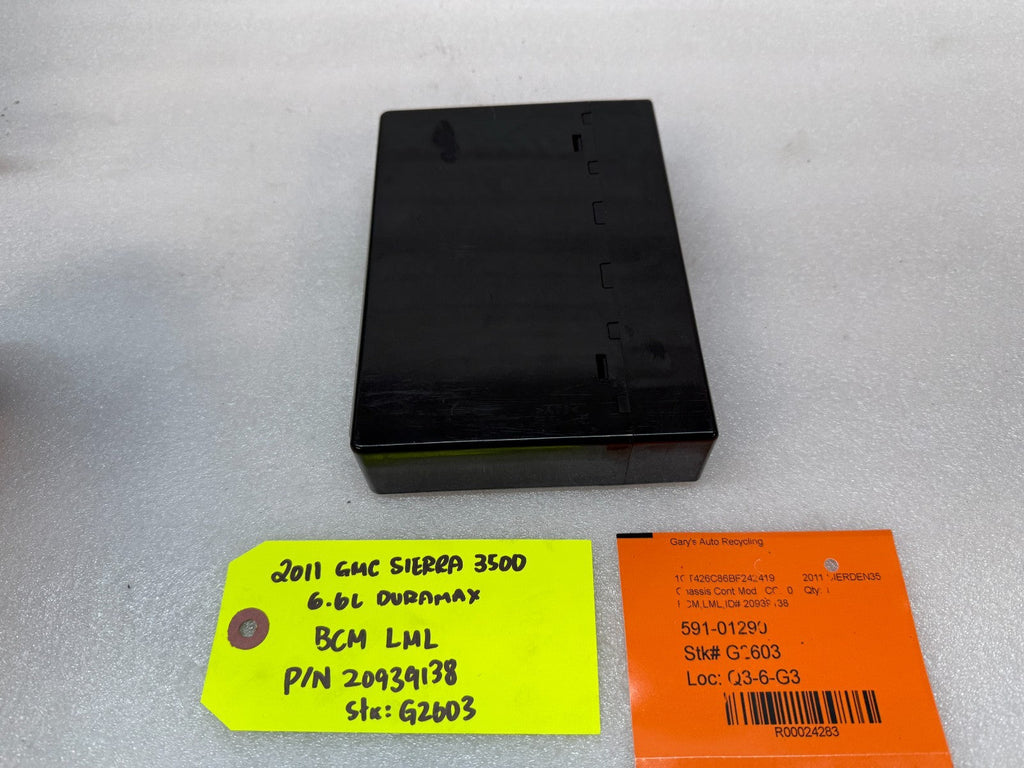 11-14 Chevrolet GMC 2500HD DURAMAX 6.6 LML BCM BODY CONTROL MODULE 20939138