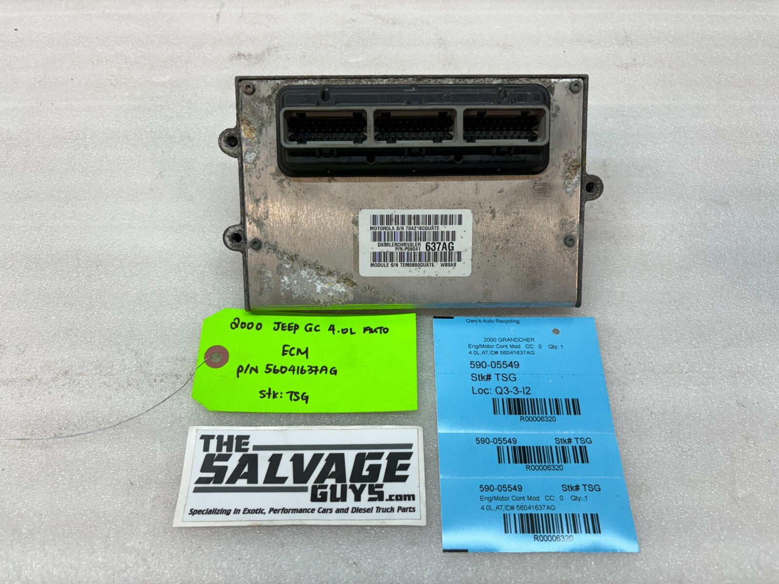 00 JEEP GRAND CHEROKEE 4.0 AUTOMATIC ENGINE COMPUTER ECM ECU P56041637AG