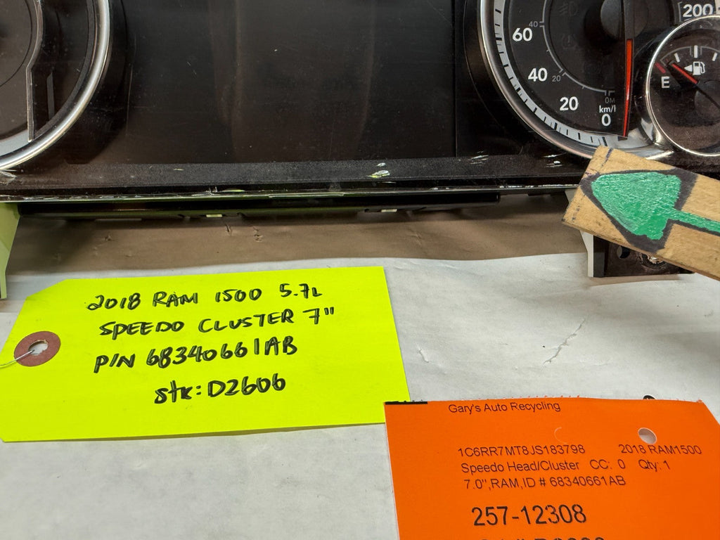 17 18 DODGE RAM SPORT 1500 5.7 METRIC SPEEDOMETER GAUGE CLUSTER 68340661AB 63k