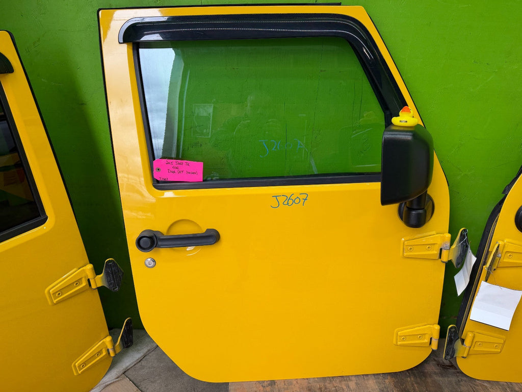07-18 JEEP WRANGLER JK OEM FULL HARD DOORS YELLOW WITH DOOR PANELS MIRRORS