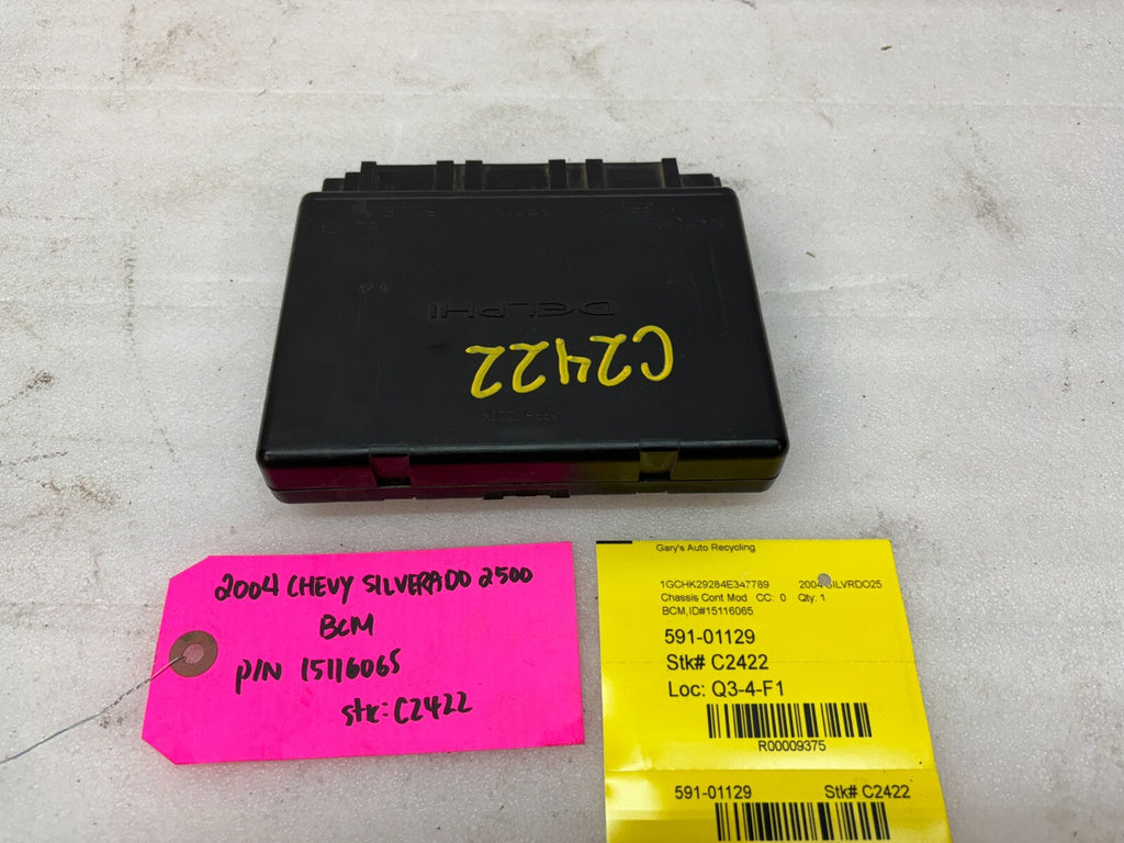 01-05 Chevrolet GMC 2500HD 3500HD 6.6 DURAMAX BODY CONTROL MODULE BCM 15116065