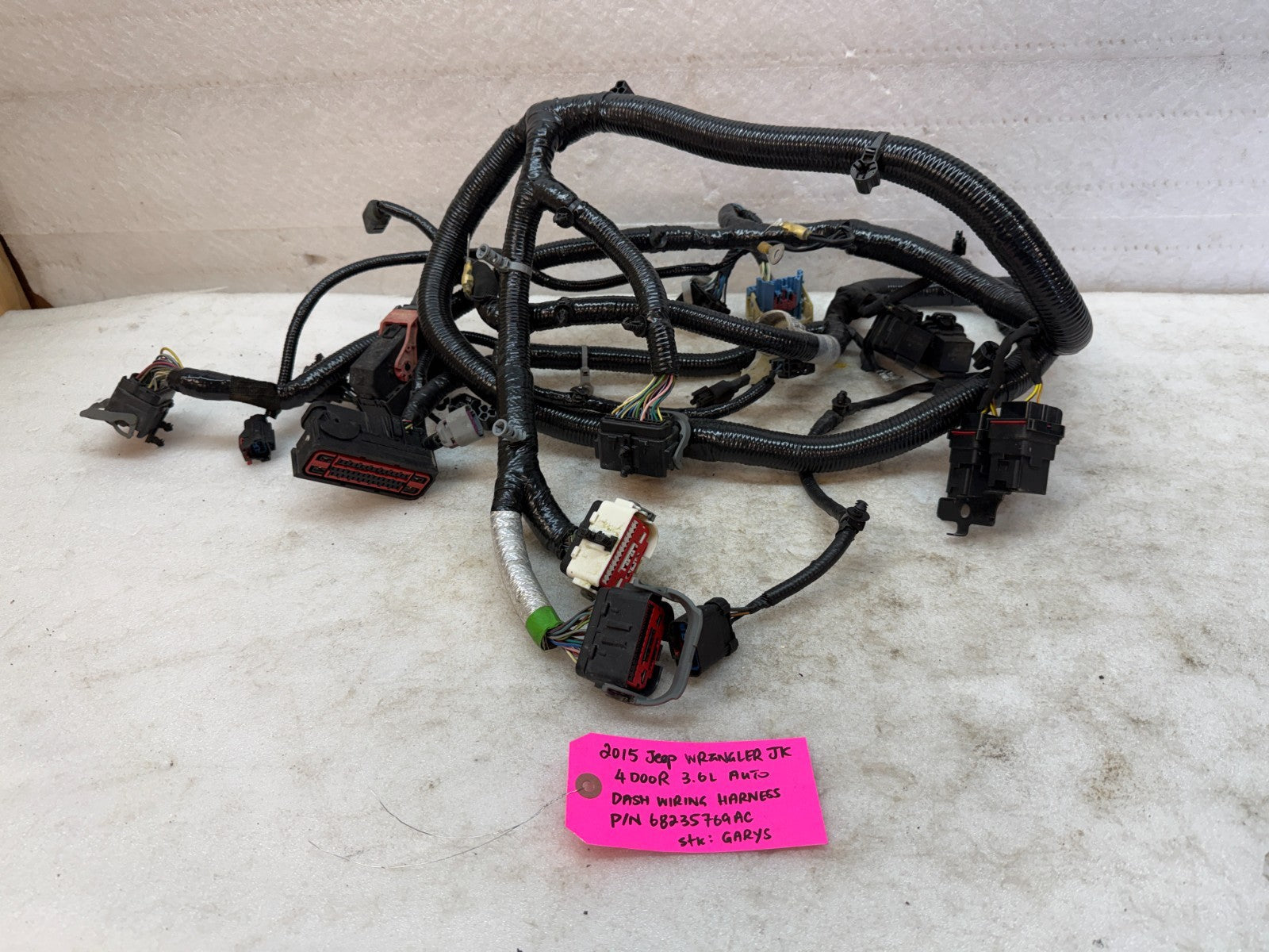 15 JEEP WRANGLER JK 3.6 DASH GAUGE WIRING HARNESS LOOM P68235769AC