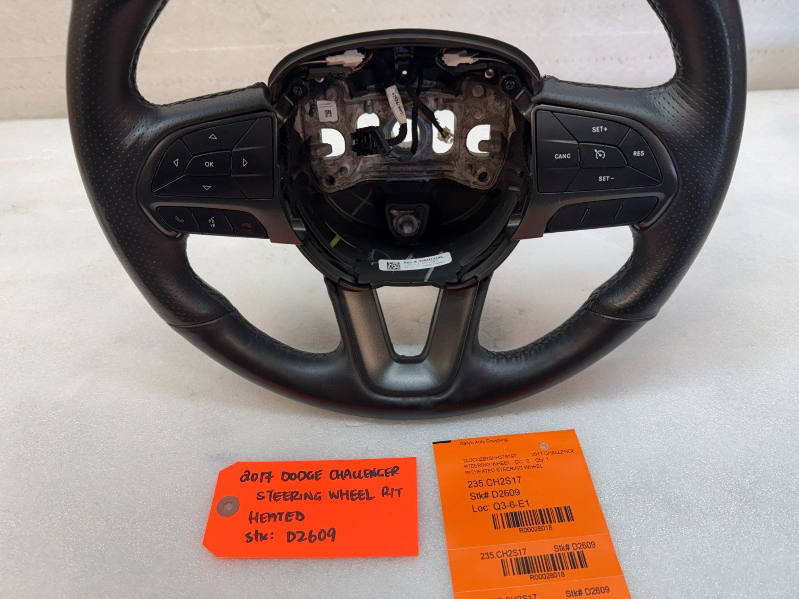17 DODGE CHALLENGER R/T OEM HEATED BLACK LEATHER STEERING WHEEL MANUAL 15-23