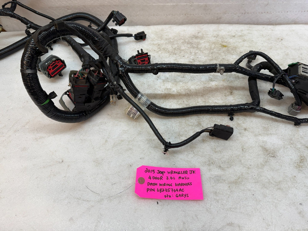 15 JEEP WRANGLER JK 3.6 DASH GAUGE WIRING HARNESS LOOM P68235769AC