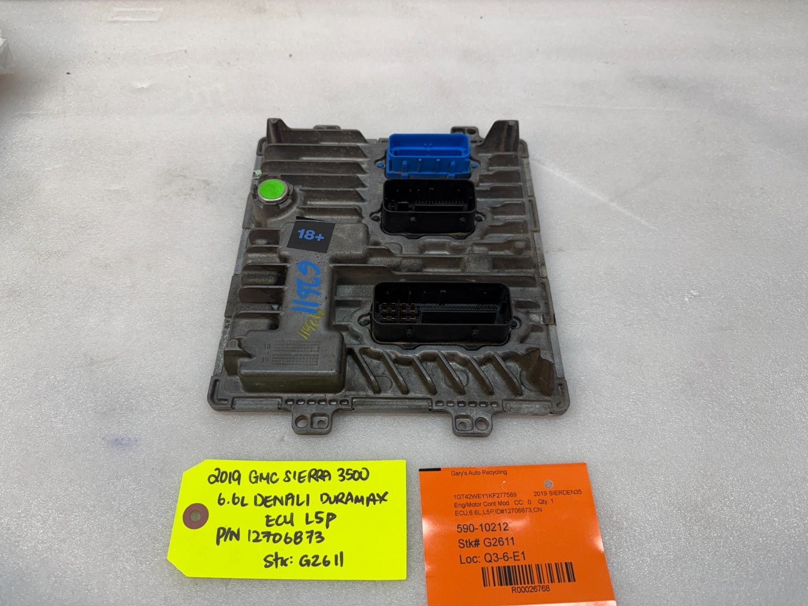 19 Chevrolet GMC 2500HD DURAMAX 6.6 L5P ENGINE COMPUTER ECU ECM 12706873