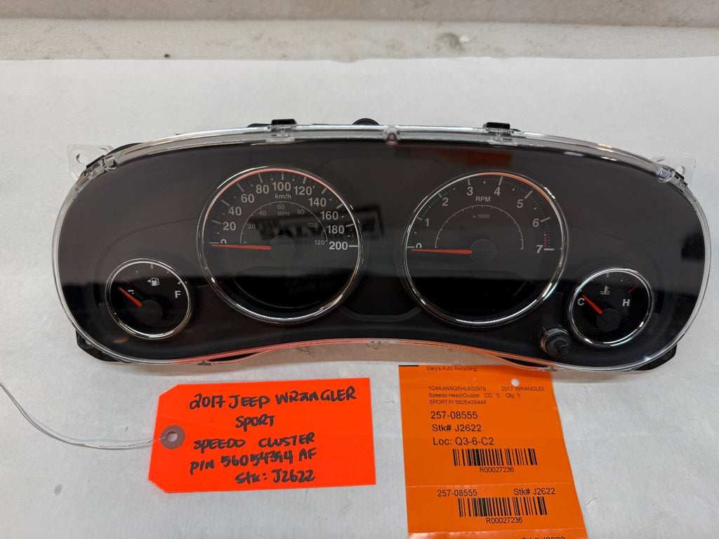 17 JEEP WRANGLER JK 3.6 METRIC SPEEDOMETER GAUGE CLUSTER 56054394AF 12-18