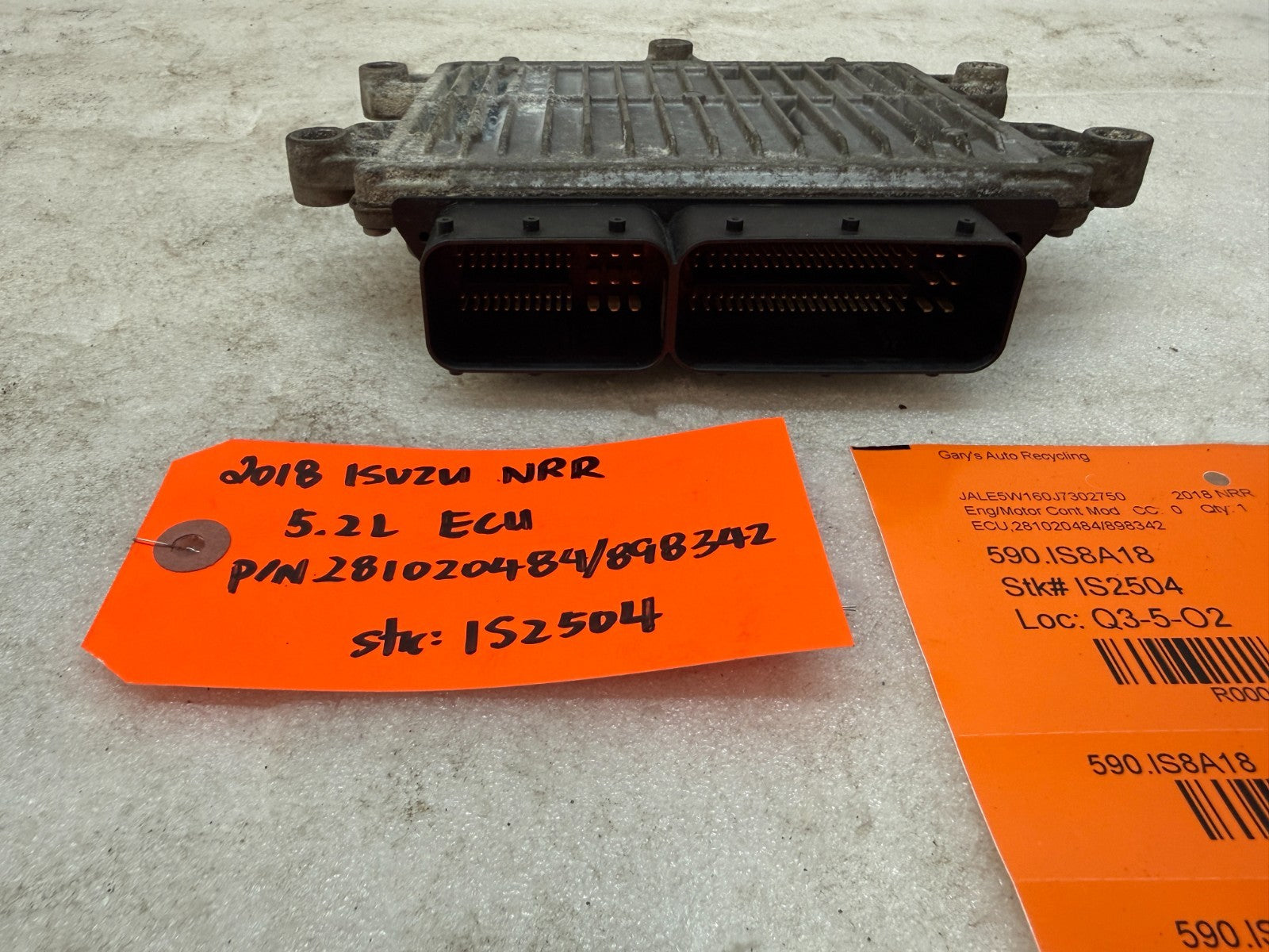 18 ISUZU NRR NPR NQR 5.2 ENGINE COMPUTER CONTROL MODULE ECM ECU 281020484