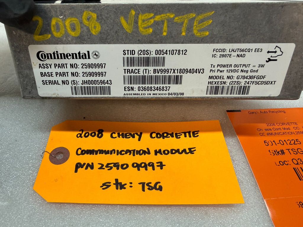 07 08 CHEVROLET CORVETTE C6 OEM ONSTAR COMMUNICATION MODULE 25909997