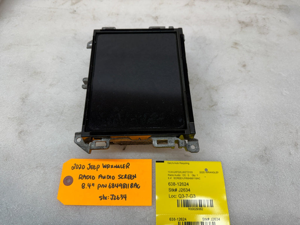 20 JEEP WRANGLER JL 8.4" RADIO DISPLAY SCREEN 68498118AC