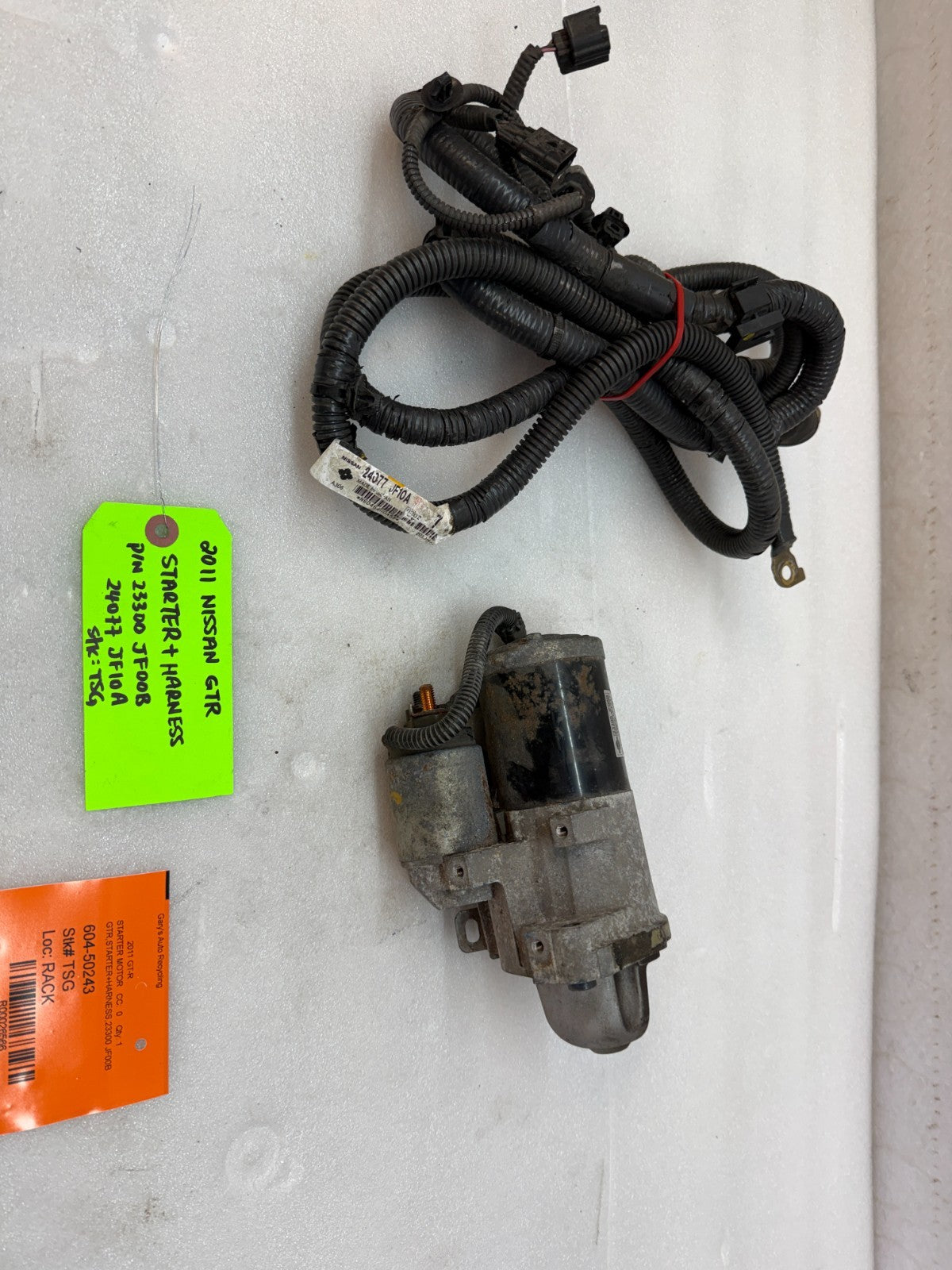 11 NISSAN GTR R35 OEM VR38 OEM STARTER AND BATT CABLE HARNESS 23300JF00B 09-13