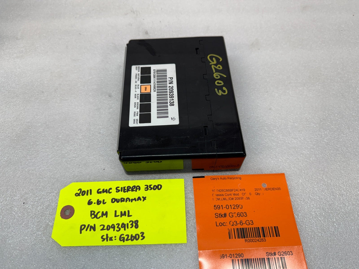11-14 Chevrolet GMC 2500HD DURAMAX 6.6 LML BCM BODY CONTROL MODULE 20939138