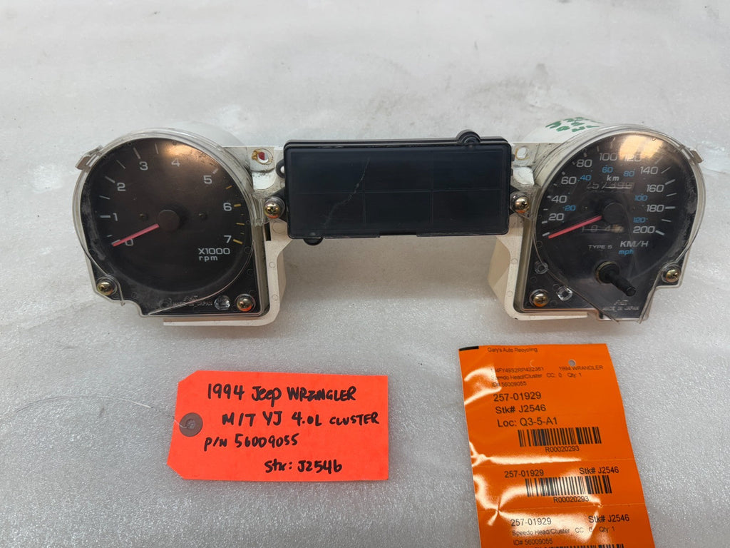 92-95 JEEP WRANGLER YJ OEM METRIC GAUGE CLUSTER SPEEDOMETER TACH 56009055