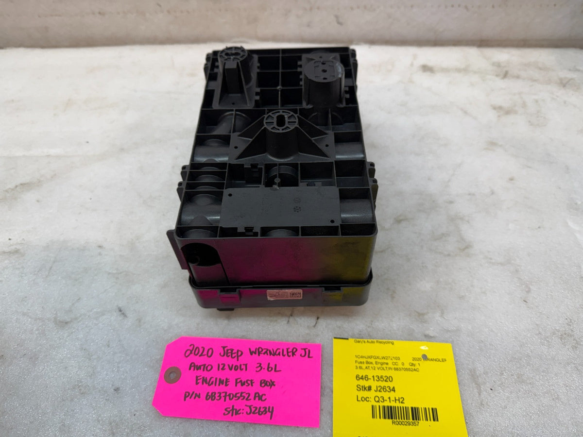 20 JEEP WRANGLER JL JT 3.6 ENGINE FUSE RELAY BOX P68370552AC 18-23