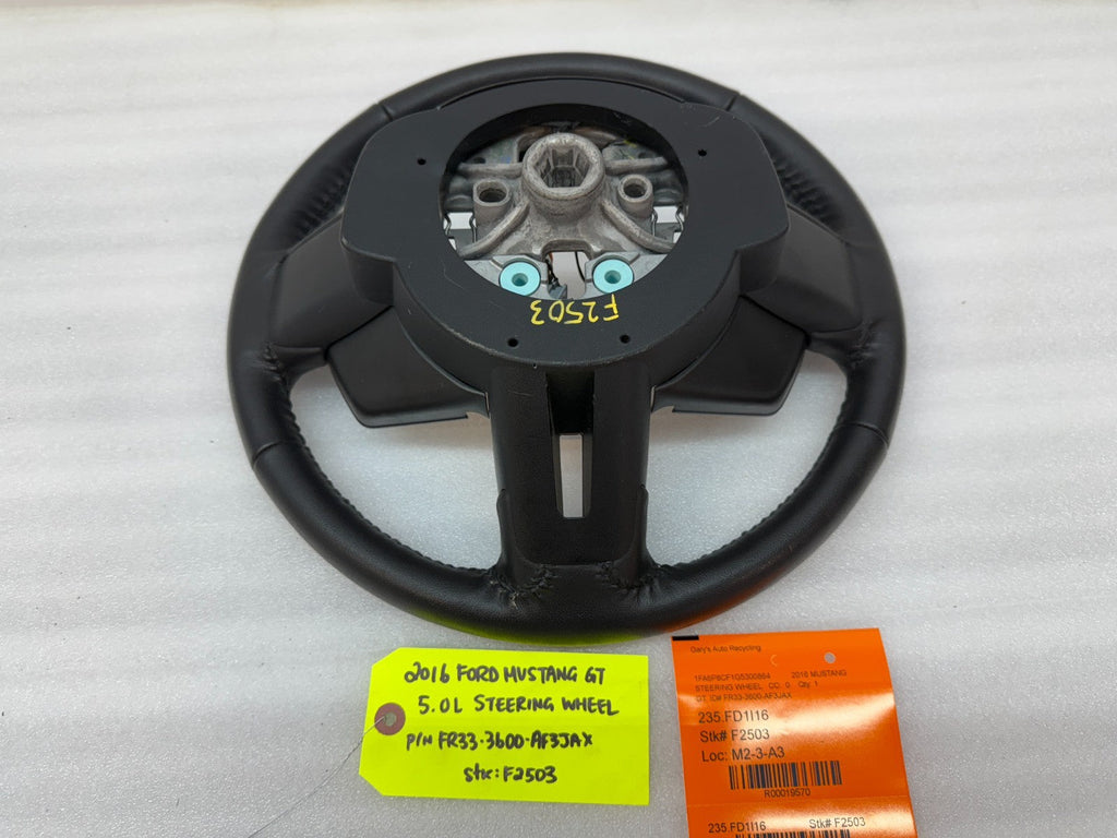 16 FORD MUSTANG GT BLACK LEATHER STEERING WHEEL W CONTROLS  6sp MANUAL 15 16 17