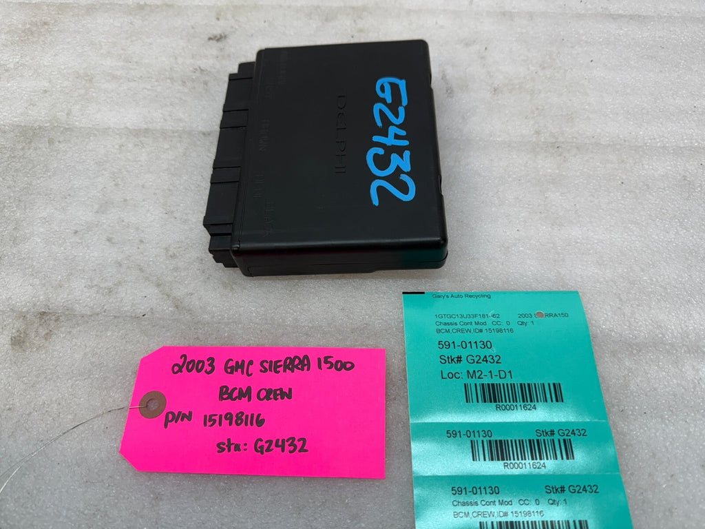 03 04 Chevrolet GMC 1500 2500 DURAMAX  BODY CONTROL MODULE BCM 15198116