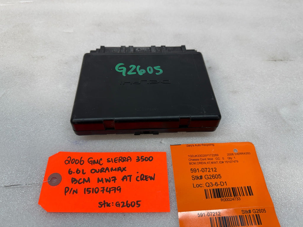 06 07 Chevrolet GMC DURAMAX LBZ 6.6 BODY CONTROL MODULE BCM 15107479