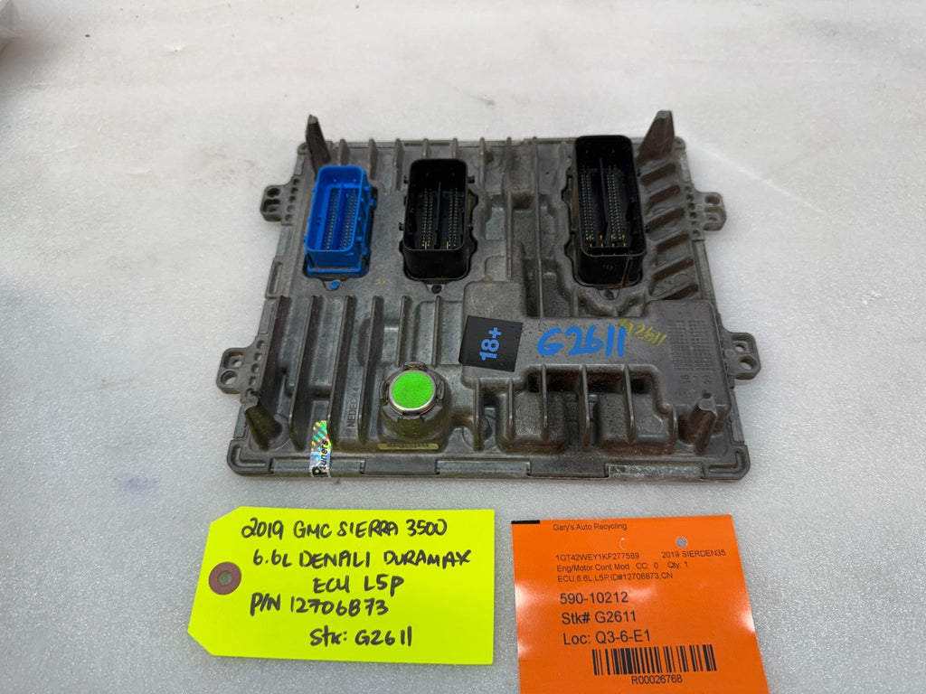 19 Chevrolet GMC 2500HD DURAMAX 6.6 L5P ENGINE COMPUTER ECU ECM 12706873