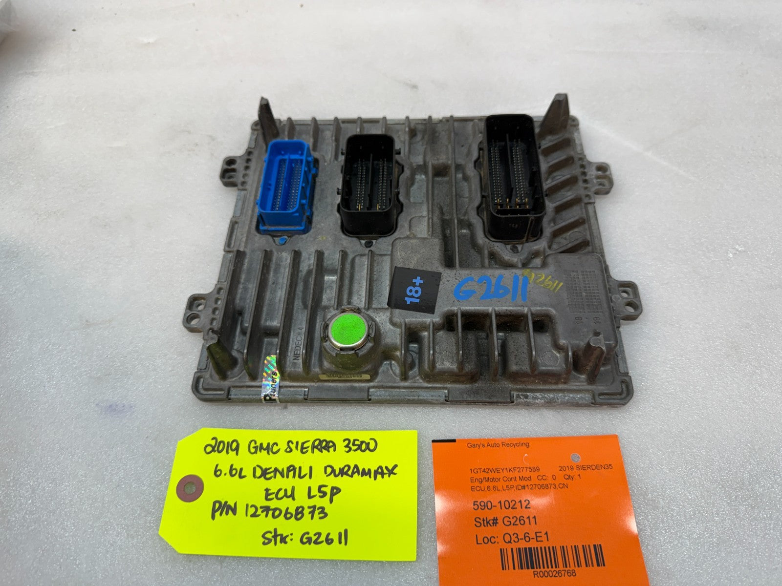 19 Chevrolet GMC 2500HD DURAMAX 6.6 L5P ENGINE COMPUTER ECU ECM 12706873