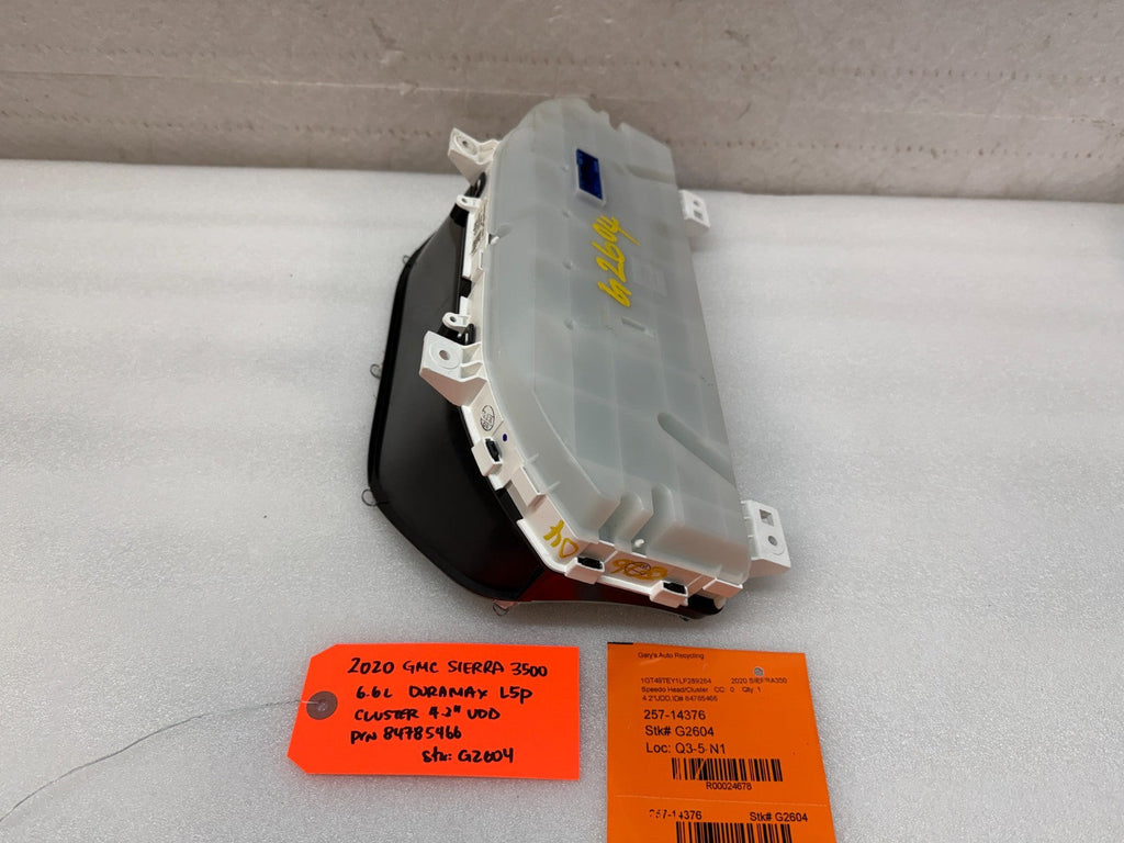 20 GMC SIERRA 2500 3500 DIESEL DURAMAX KMH GAUGE CLUSTER 4.2" UDD 84785466 19-23