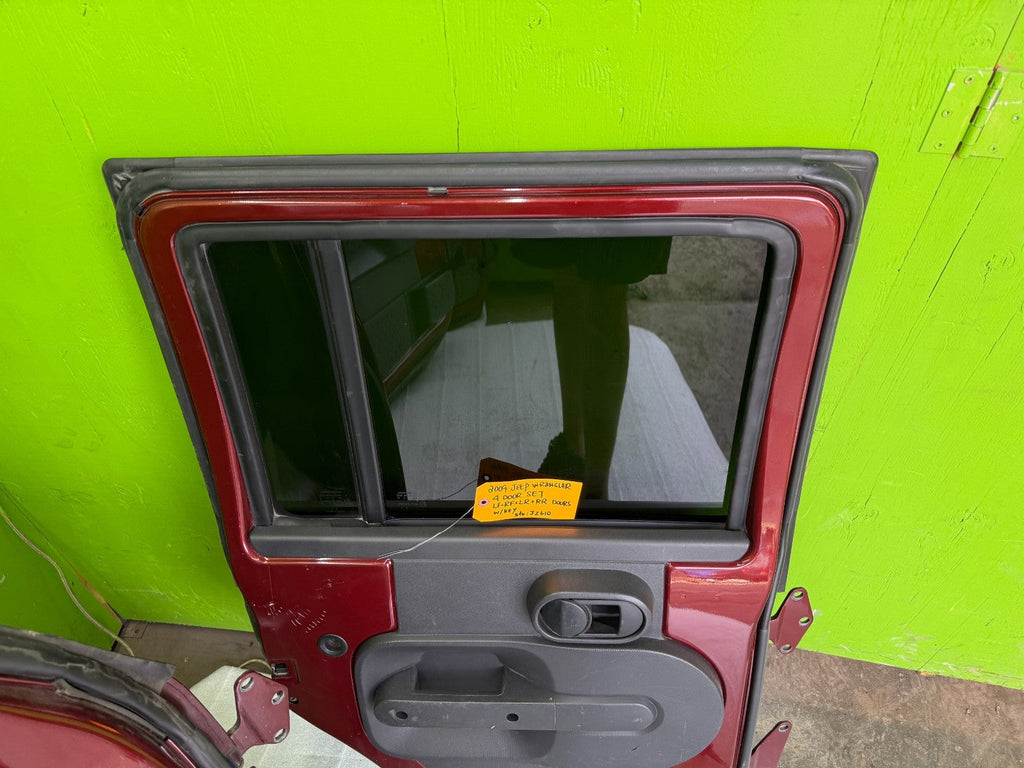 07-18 JEEP WRANGLER JK OEM FULL HARD DOORS RED WITH DOOR PANELS MIRROR KEY PEM