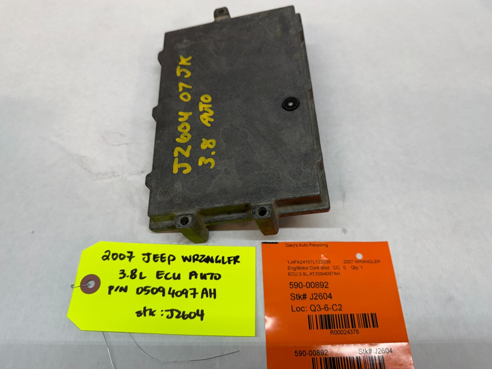 07 JEEP WRANGLER 3.8 AUTO JK ENGINE COMPUTER ECM ECU P05094097AH