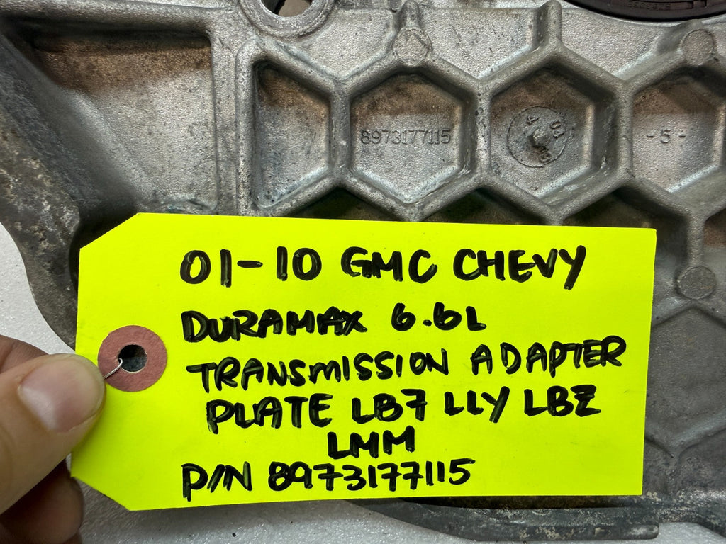 01-10 GMC LB7 LLY LBZ LMM 6.6 TRANSMISSION TO ENGINE ADAPTER PLATE 8973177115